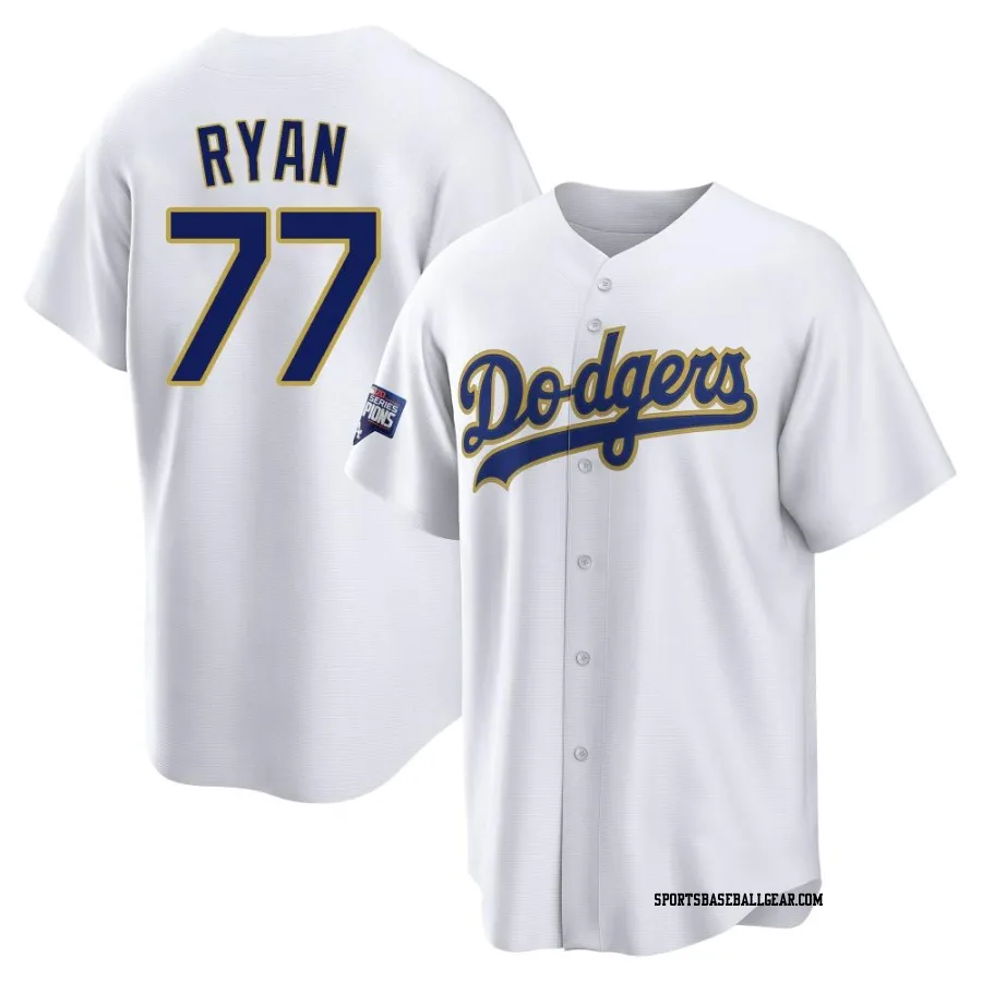 River Ryan Men's Los Angeles Dodgers White/Gold Replica 2021 Gold Program Player Jersey