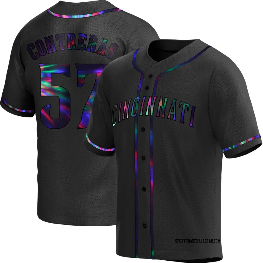 Roansy Contreras Men's Cincinnati Reds Black Holographic Replica Alternate Jersey