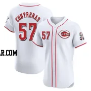 Roansy Contreras Men's Cincinnati Reds White Elite Home Patch Jersey