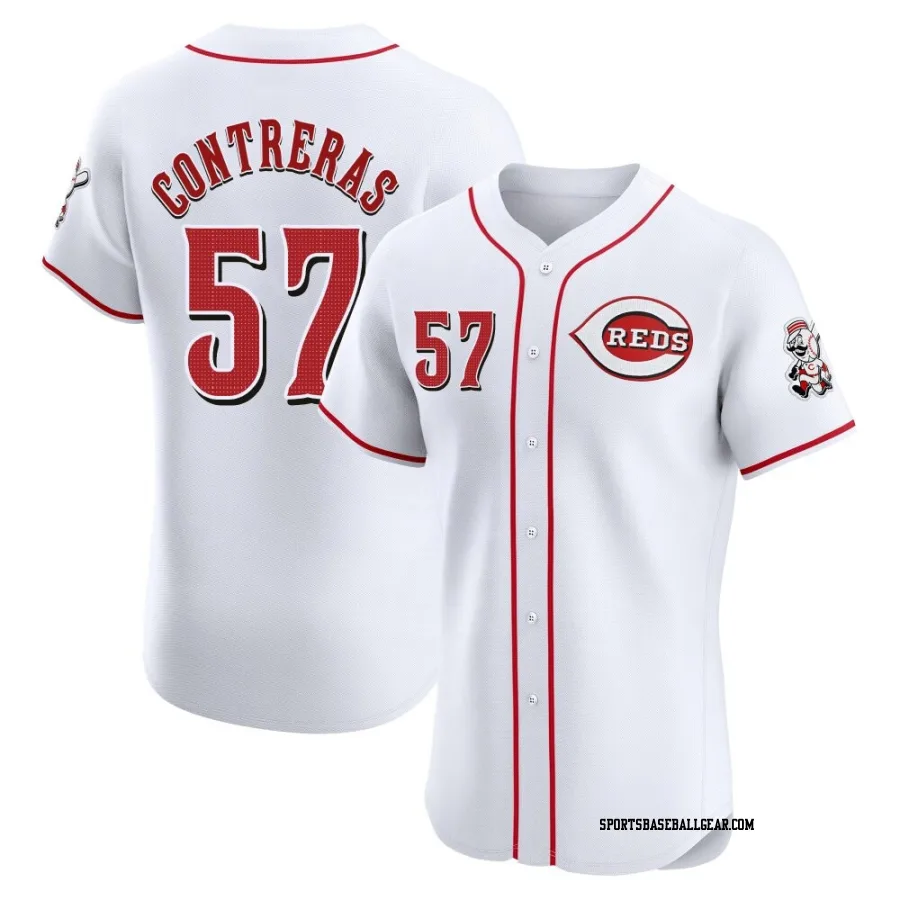 Roansy Contreras Men's Cincinnati Reds White Elite Home Patch Jersey