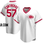 Roansy Contreras Men's Cincinnati Reds White Replica Home Cooperstown Collection Jersey