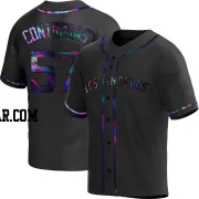 Roansy Contreras Men's Los Angeles Angels Black Holographic Replica Alternate Jersey