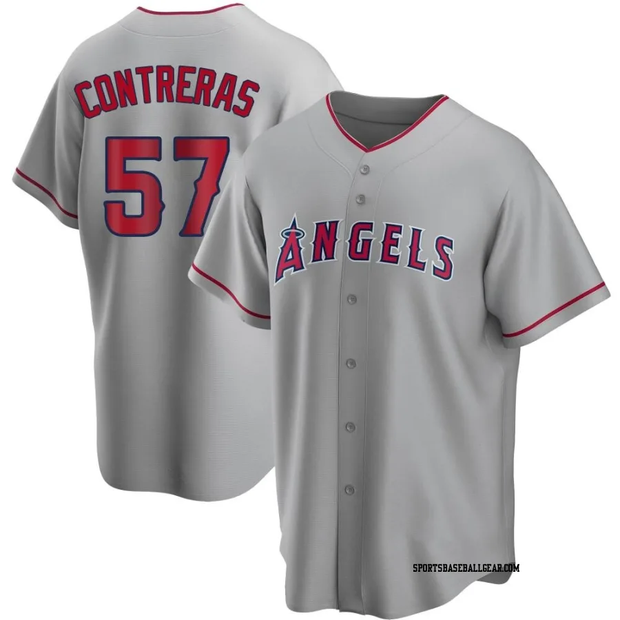 Roansy Contreras Men's Los Angeles Angels Replica Silver Road Jersey