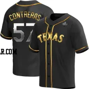 Roansy Contreras Men's Texas Rangers Black Golden Replica Alternate 2023 World Series Jersey