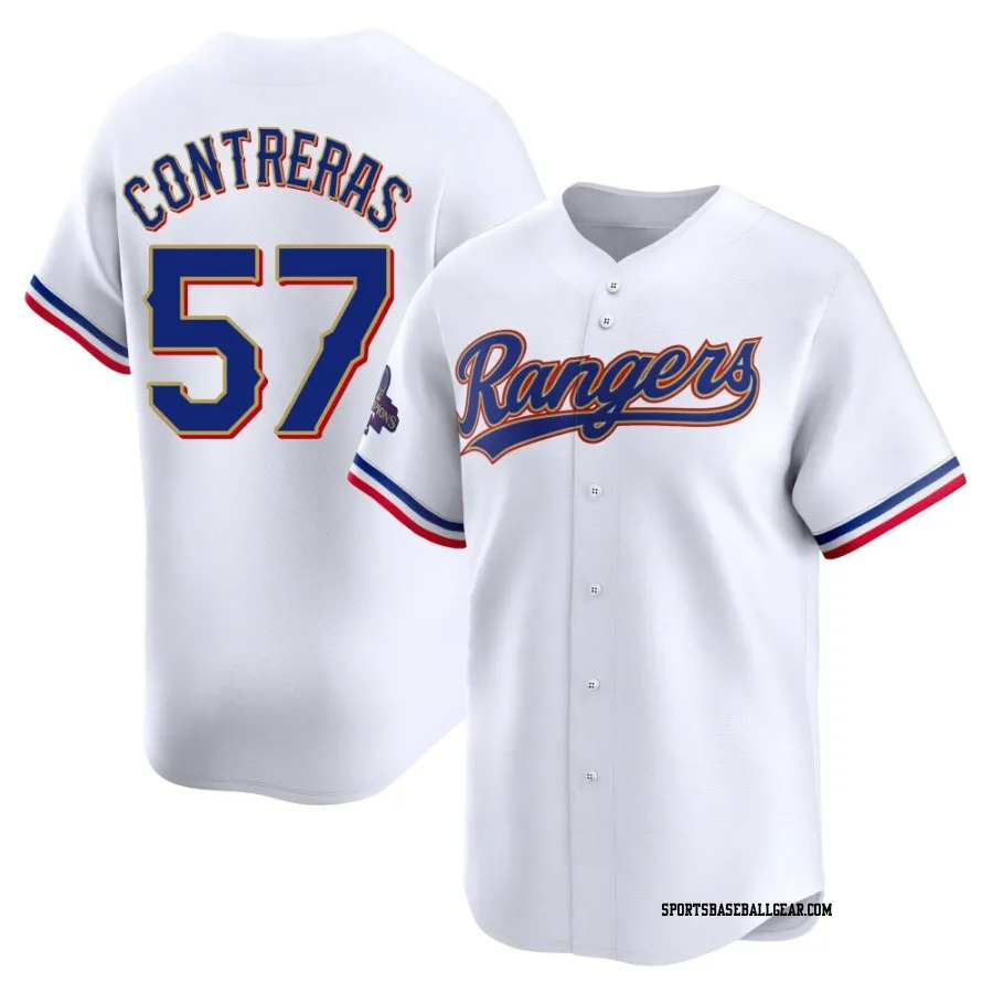 Roansy Contreras Men's Texas Rangers Gold Limited White 2024 Collection Jersey