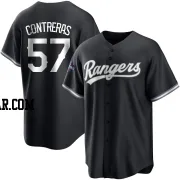 Roansy Contreras Men's Texas Rangers White Replica Black 2023 World Series Champions Jersey