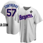 Roansy Contreras Men's Texas Rangers White Replica Home Cooperstown Collection 2023 World Series Jersey