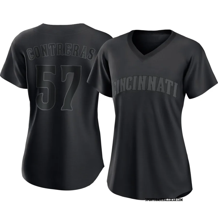 Roansy Contreras Women's Cincinnati Reds Black Authentic Pitch Fashion Jersey