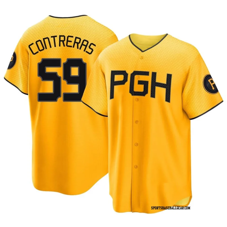 Roansy Contreras Youth Pittsburgh Pirates Gold Replica 2023 City Connect Jersey