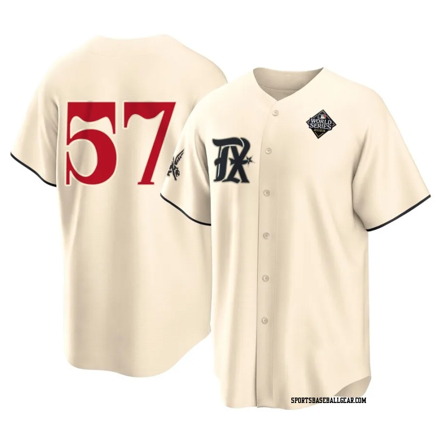 Roansy Contreras Youth Texas Rangers Cream Replica 2023 City Connect 2023 World Series Jersey