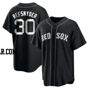 Rob Refsnyder Men's Boston Red Sox Black/White Replica Jersey