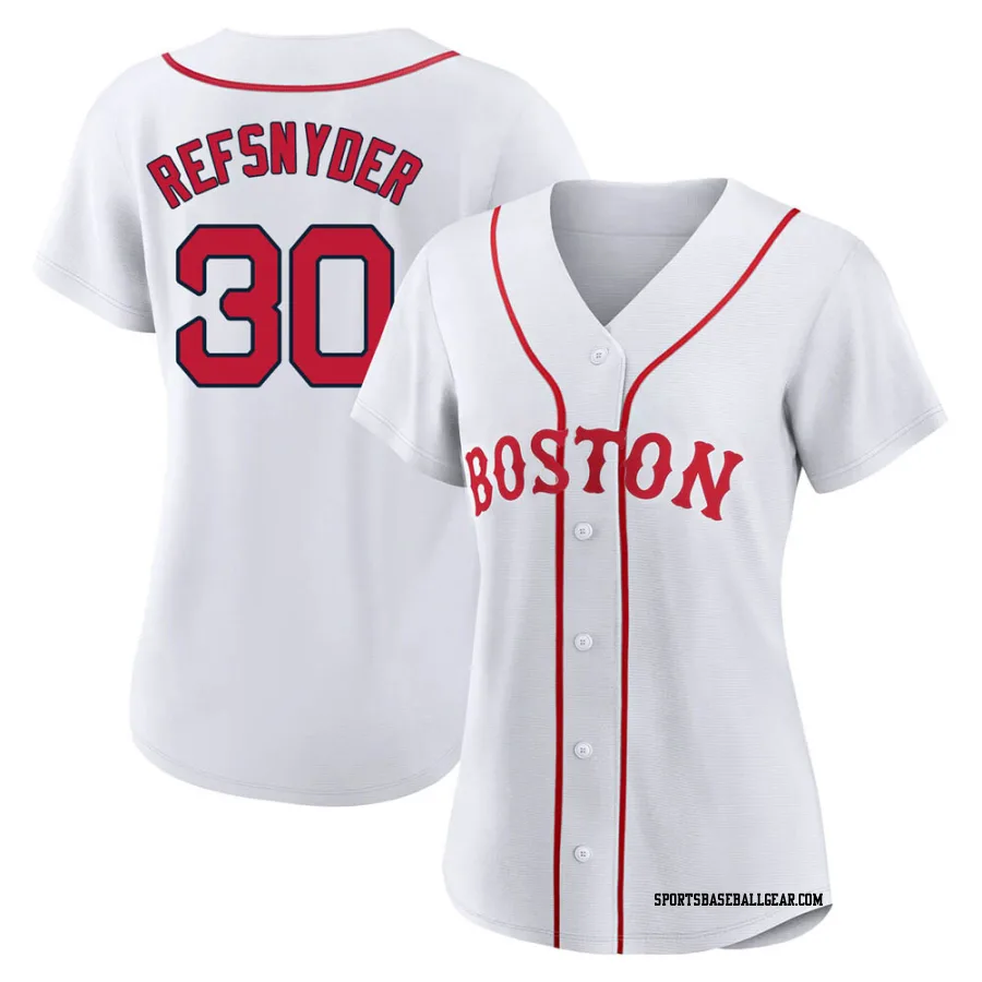 Rob Refsnyder Women's Boston Red Sox White Replica 2021 Patriots' Day Jersey