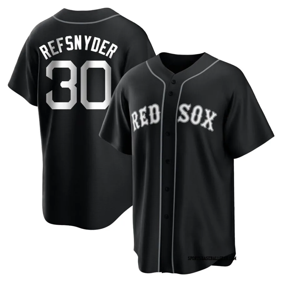 Rob Refsnyder Youth Boston Red Sox Black/White Replica Jersey