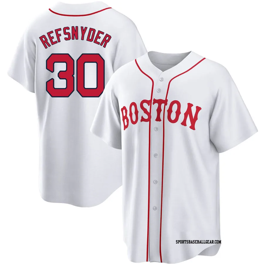 Rob Refsnyder Youth Boston Red Sox White Replica 2021 Patriots' Day Jersey