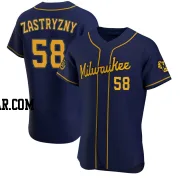 Rob Zastryzny Men's Milwaukee Brewers Navy Authentic Alternate Jersey