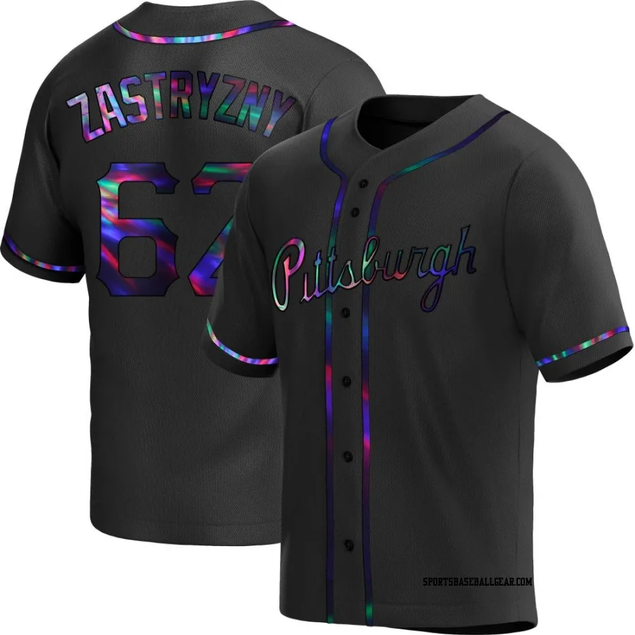 Rob Zastryzny Men's Pittsburgh Pirates Black Holographic Replica Alternate Jersey