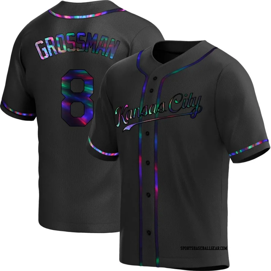 Robbie Grossman Men's Kansas City Royals Black Holographic Replica Alternate Jersey