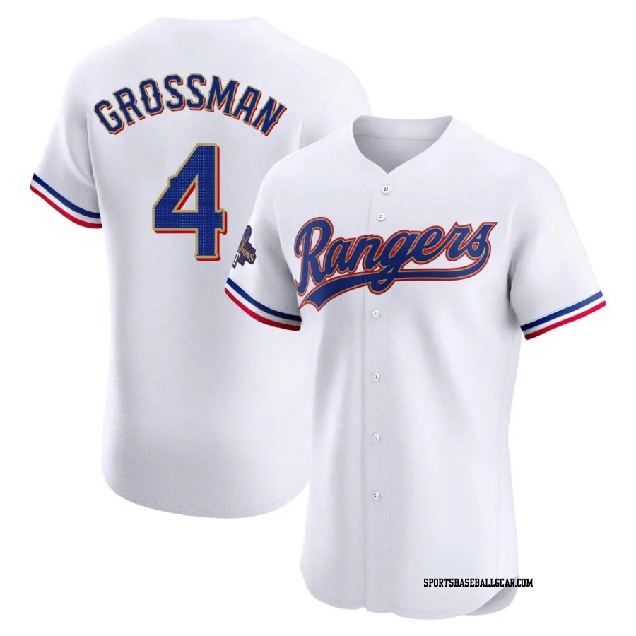 Robbie Grossman Men's Texas Rangers Gold Elite White 2024 Collection Jersey