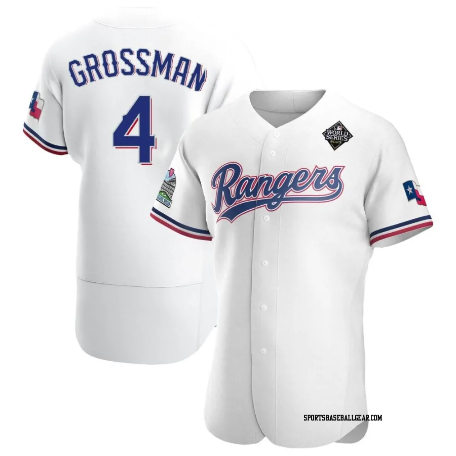 Robbie Grossman Men's Texas Rangers White Authentic Home 2023 World Series Jersey