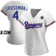 Robbie Grossman Women's Texas Rangers White Authentic Home 2023 World Series Jersey