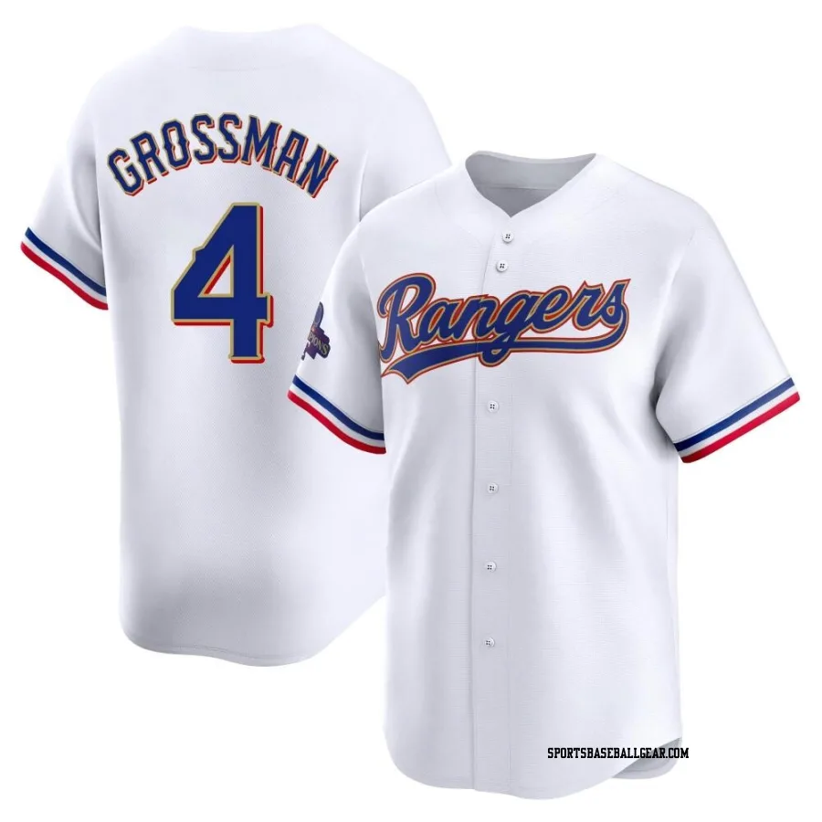 Robbie Grossman Youth Texas Rangers Gold Limited White 2024 Collection Jersey