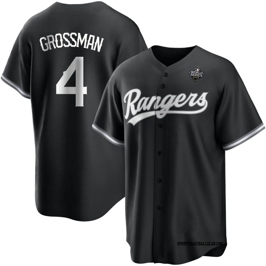 Robbie Grossman Youth Texas Rangers White Replica Black 2023 World Series Jersey