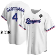 Robbie Grossman Youth Texas Rangers White Replica Home 2023 World Series Jersey