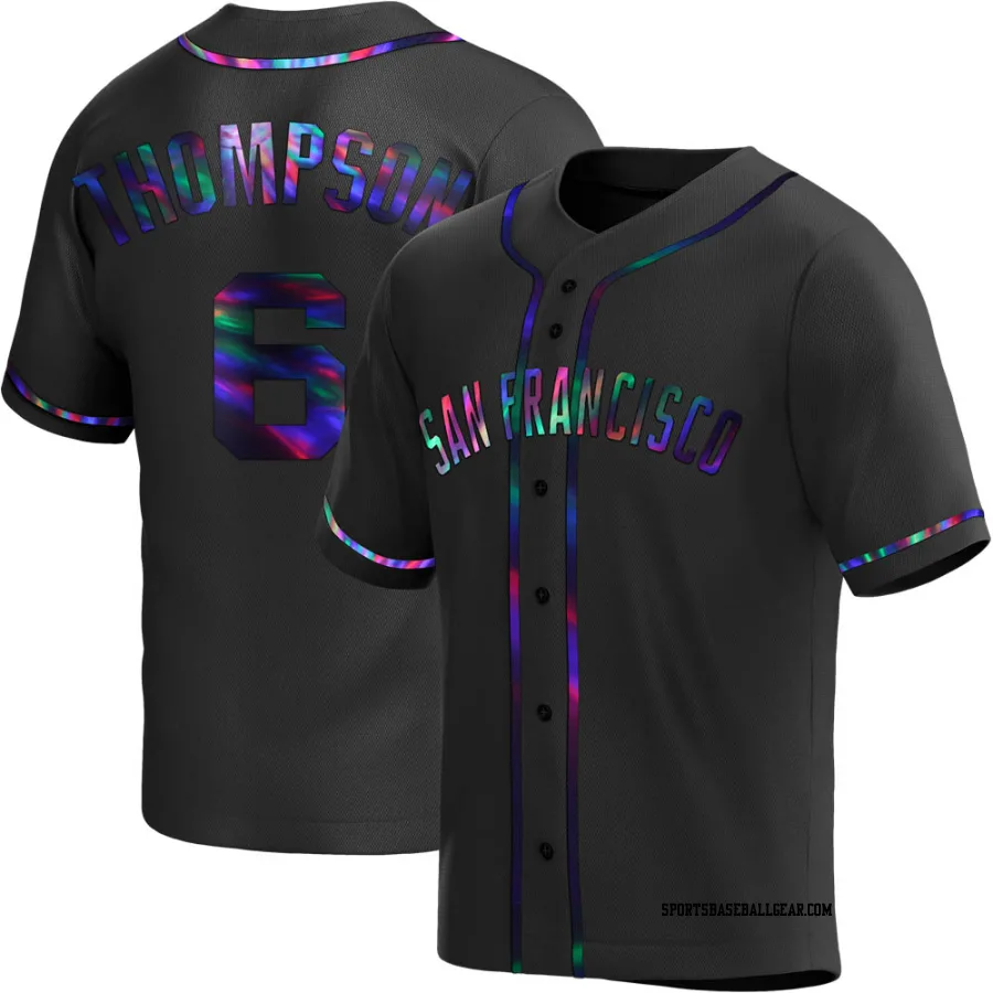 Robby Thompson Men's San Francisco Giants Black Holographic Replica Alternate Jersey