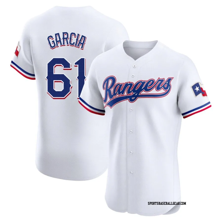 Robert Garcia Men's Texas Rangers White Elite Home Jersey