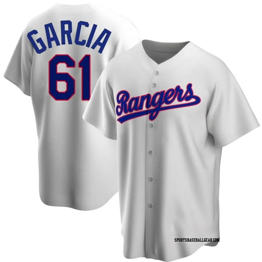 Robert Garcia Men's Texas Rangers White Replica Home Cooperstown Collection Jersey