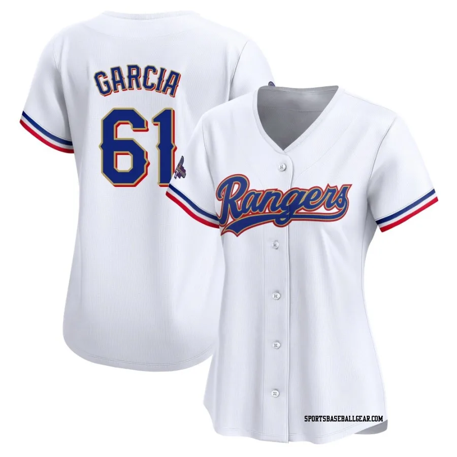 Robert Garcia Women's Texas Rangers Gold Limited White 2024 Collection Jersey