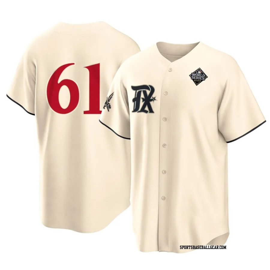 Robert Garcia Youth Texas Rangers Cream Replica 2023 City Connect 2023 World Series Jersey