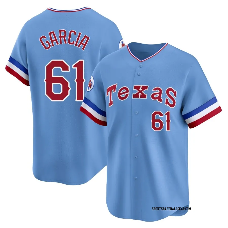 Robert Garcia Youth Texas Rangers Light Blue Limited Cooperstown Collection Jersey