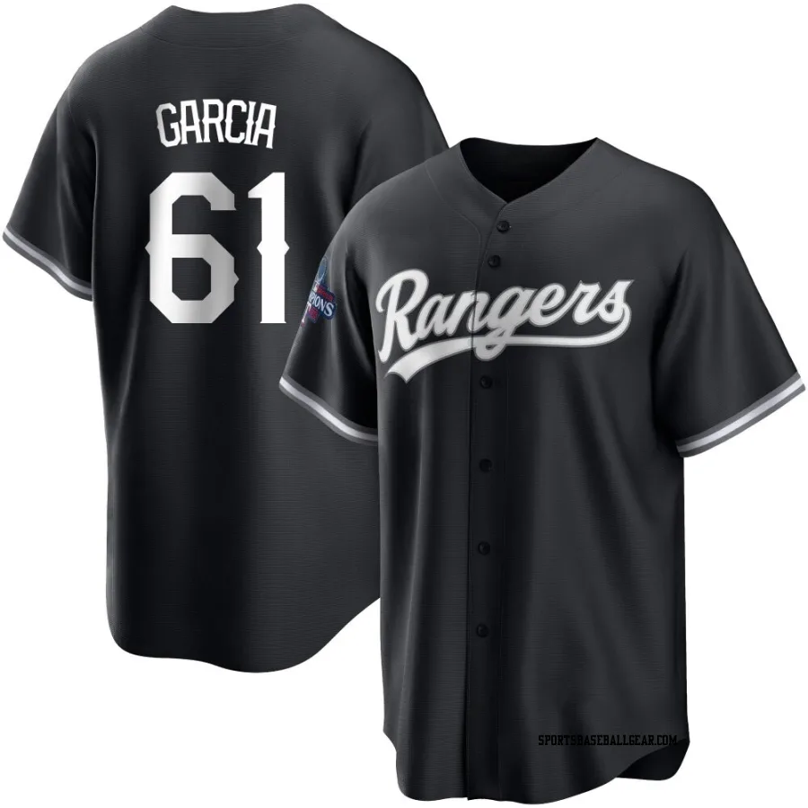 Robert Garcia Youth Texas Rangers White Replica Black 2023 World Series Champions Jersey