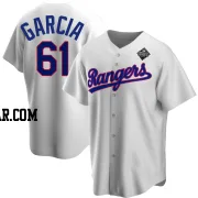 Robert Garcia Youth Texas Rangers White Replica Home Cooperstown Collection 2023 World Series Jersey