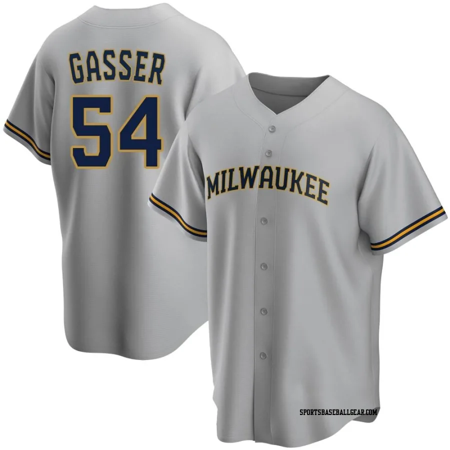 Robert Gasser Men's Milwaukee Brewers Gray Replica Road Jersey