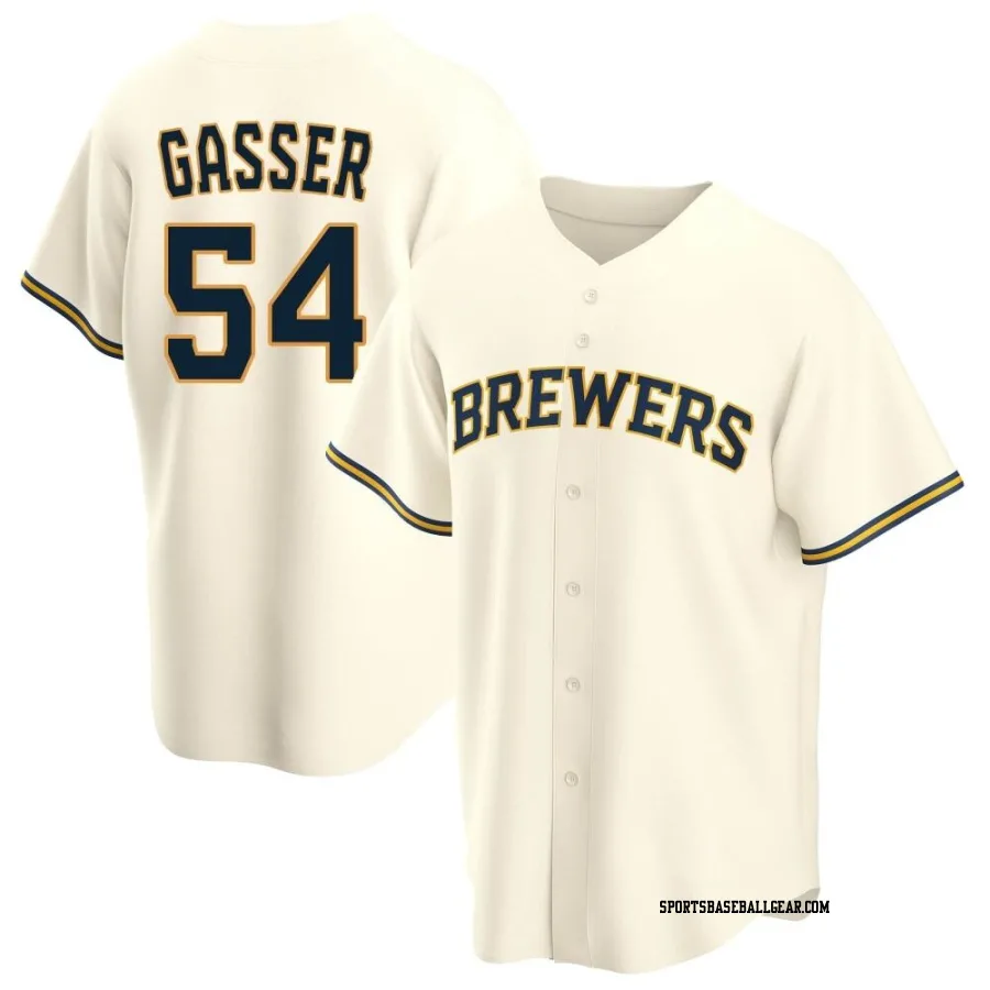 Robert Gasser Youth Milwaukee Brewers Cream Replica Home Jersey