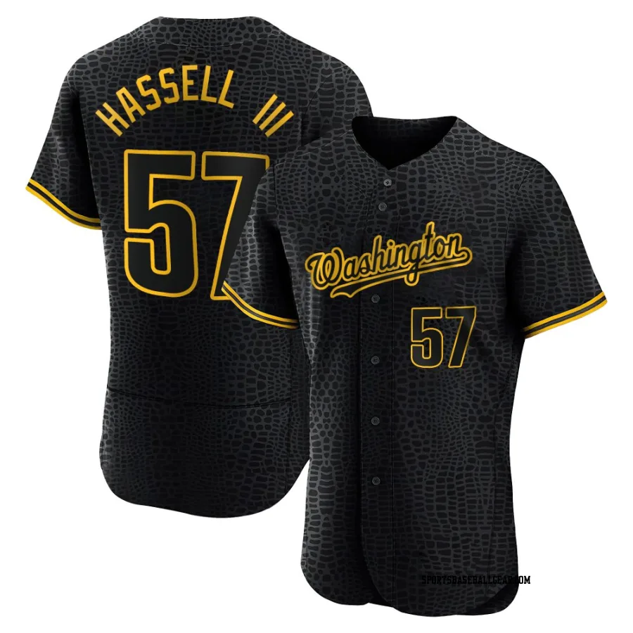 Robert Hassell III Men's Washington Nationals Black Authentic Snake Skin City Jersey