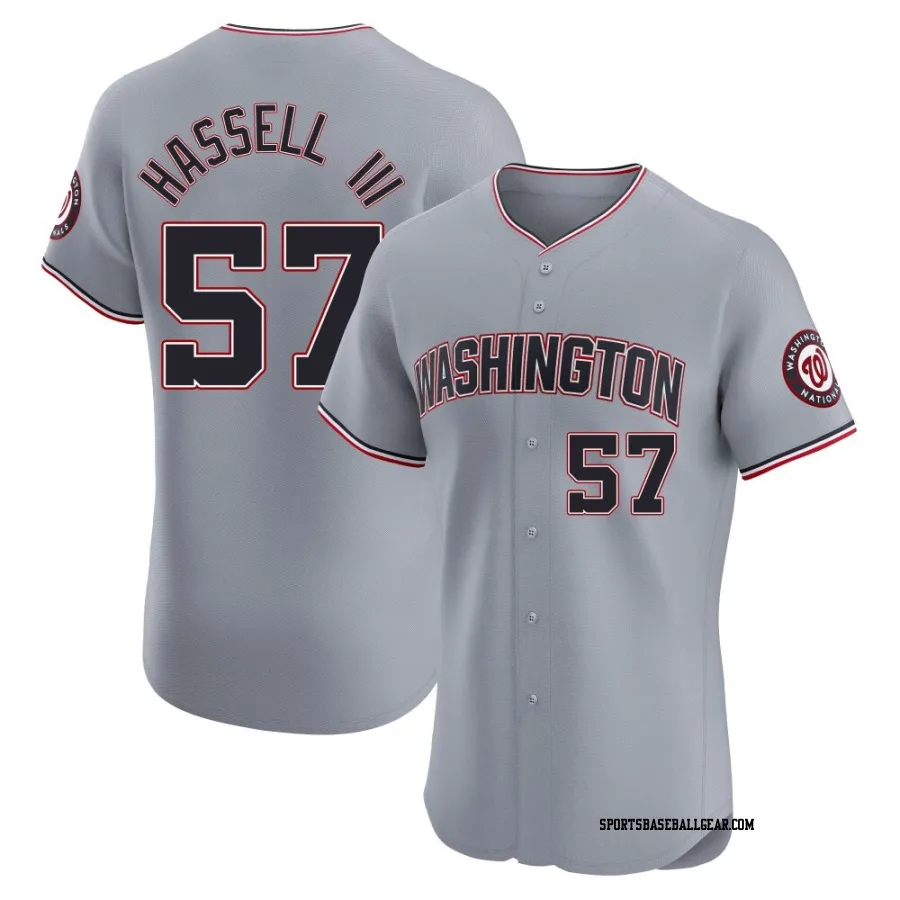 Robert Hassell III Men's Washington Nationals Gray Elite Road Jersey