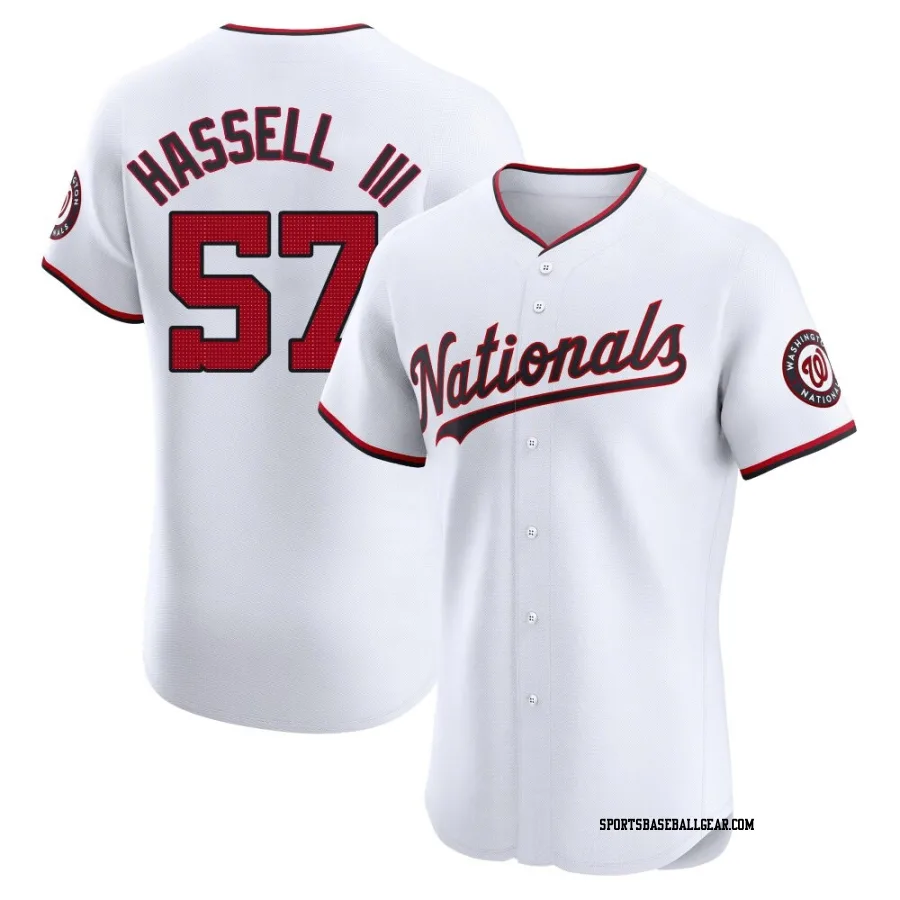 Robert Hassell III Men's Washington Nationals White Elite Home Jersey