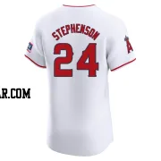 Robert Stephenson Men's Los Angeles Angels White Elite Home Patch Jersey