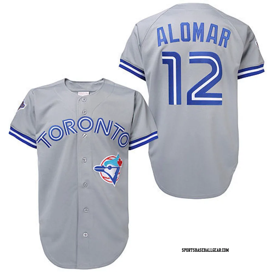 Roberto Alomar Men's Toronto Blue Jays Grey Authentic Throwback Jersey