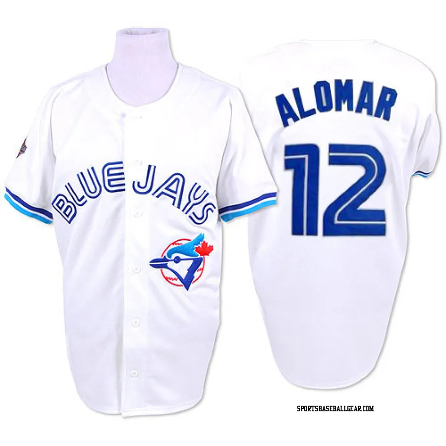 Roberto Alomar Men's Toronto Blue Jays White Replica 1993 Throwback Jersey