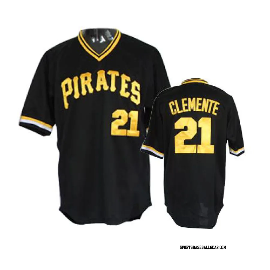 Roberto Clemente Men's Pittsburgh Pirates Black Authentic Throwback Jersey