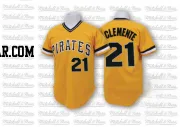 Roberto Clemente Men's Pittsburgh Pirates Gold Authentic Throwback Jersey