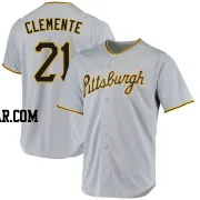 Roberto Clemente Men's Pittsburgh Pirates Gray Replica Road Jersey