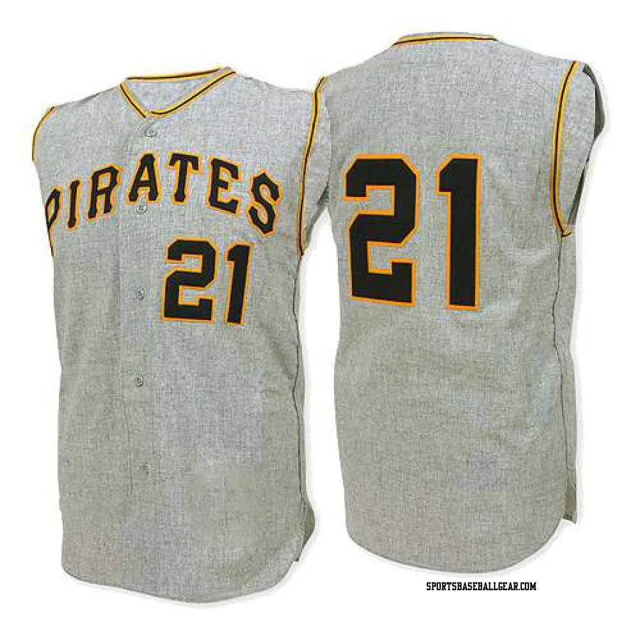 Roberto Clemente Men's Pittsburgh Pirates Grey Authentic 1962 Throwback Jersey