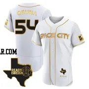 Roberto Osuna Men's Houston Astros White/Gold Authentic 2023 Space City Ready 2 Reign Flex Base Jersey