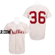 Robin Roberts Men's Philadelphia Phillies White/Red Authentic Strip Throwback Jersey