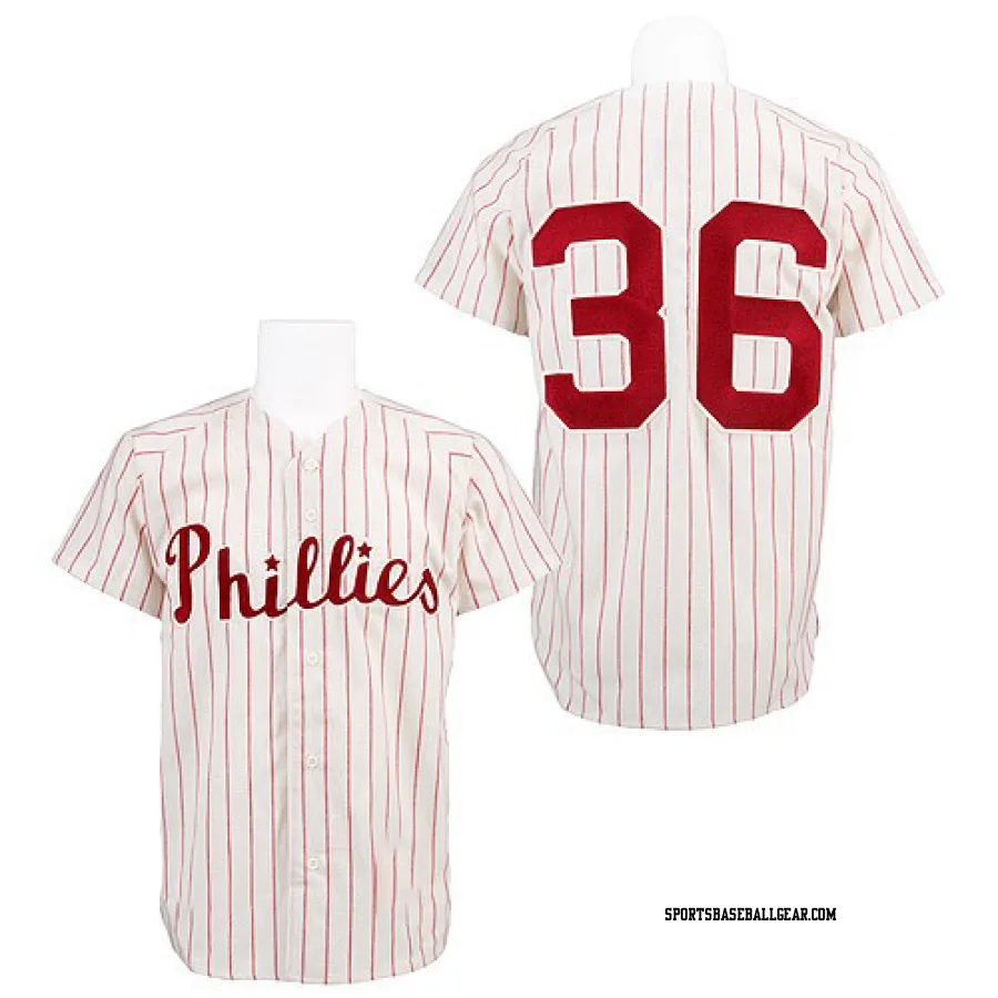 Robin Roberts Men's Philadelphia Phillies White/Red Authentic Strip Throwback Jersey